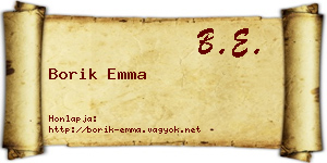 Borik Emma névjegykártya